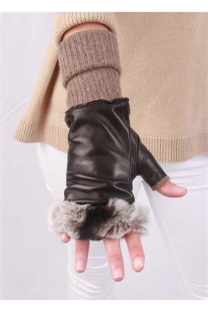 Guanti senza dita in pelle foderati in cachemere e lapin Capri Gloves | CG701NERO